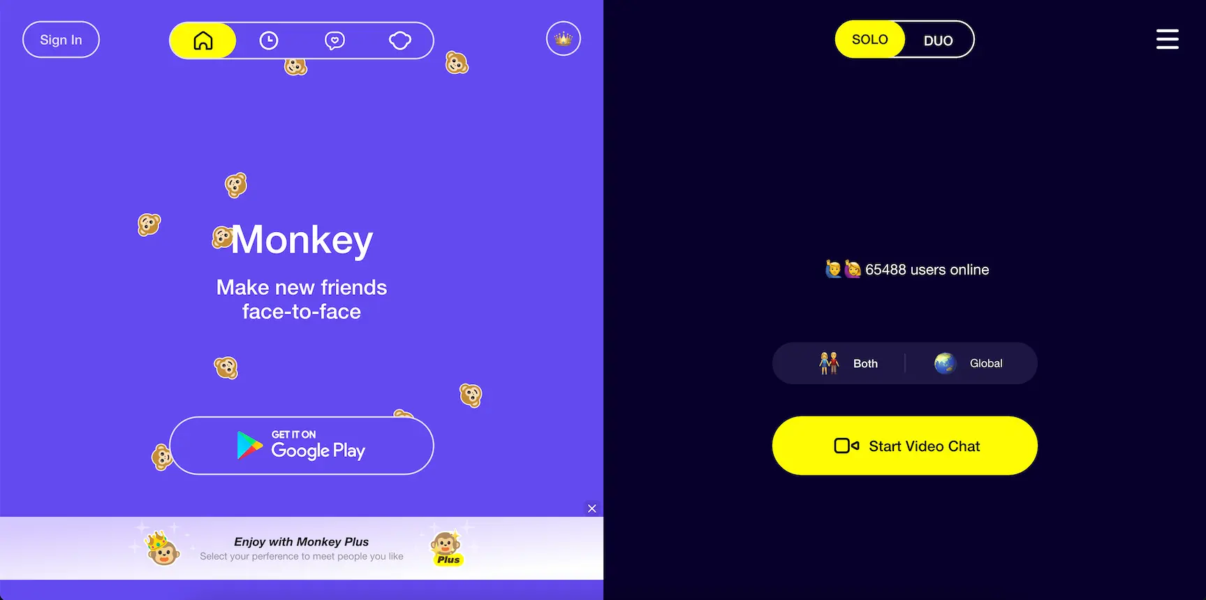 Monkey App: random video chat with strangers